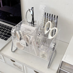 Transparent Acrylic Pen Holder Desktop Office Stationery Storage Box