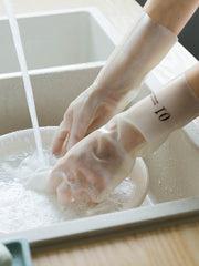 Long thickening nitrile light printing household dishwashing acid and alkali anti-slip anti-ripe latex rubber gloves