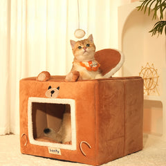 Cat House Cat Bed Snooze Indoor Kennel Self Warming Sleeping Washable Removable Pet Tent Cave Bed Pet Shelter For Puppy Dog