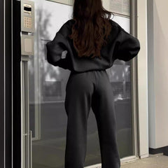 Long-sleeved Sports Sweatshirt Suit Fashion Stand-up Collar Zip-up Top And Elastic Band Joggers With Pocket Spring Fall Clothing For Women