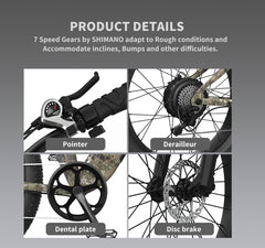 52V All-Terrain E-Bike  26x4.0 Fat Tire Electric Bike 20 AH Extended-Range Battery & Hydraulic Disc Brakes