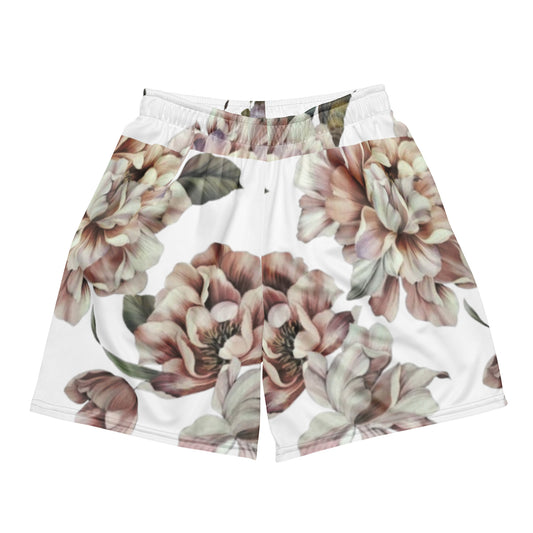 White “Floral” basketball shorts
