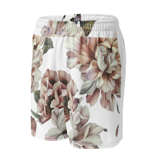 White “Floral” basketball shorts