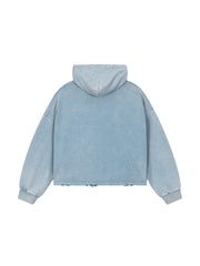 Vintage Washed Frayed-Hem Hoodie